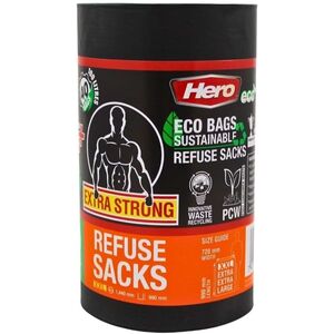 Hero Heavy Duty 100l Bin Bags Black Extra Large 40 Bags