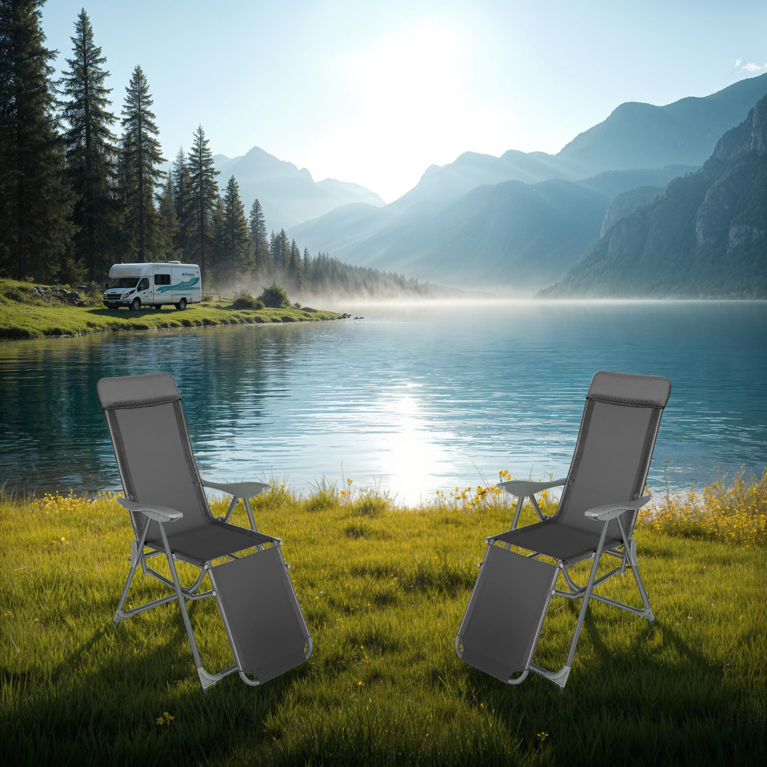 Garden Chairs Jana - Set Of 2 Foldable - Anthracite