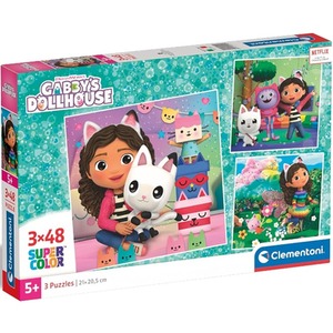 Gabbys Doll House Puzzle 3 x 48 Piece Puzzles 5 Years Plus