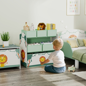 AIYAPLAY 3-Tier Toy Organiser Shelf with 6 Fabric Boxes