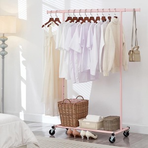 Heavy Duty Pink Clothes Rail Adjustable 92-132cm with Shelf