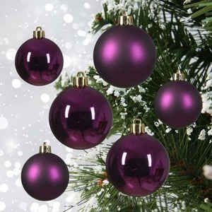 30 Fig Purple Christmas Tree Baubles Shatterproof Decs. 4cm 5cm 6cm
