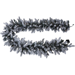 270cm Premium Pre-lit Snow filled Christmas Garland With Timer