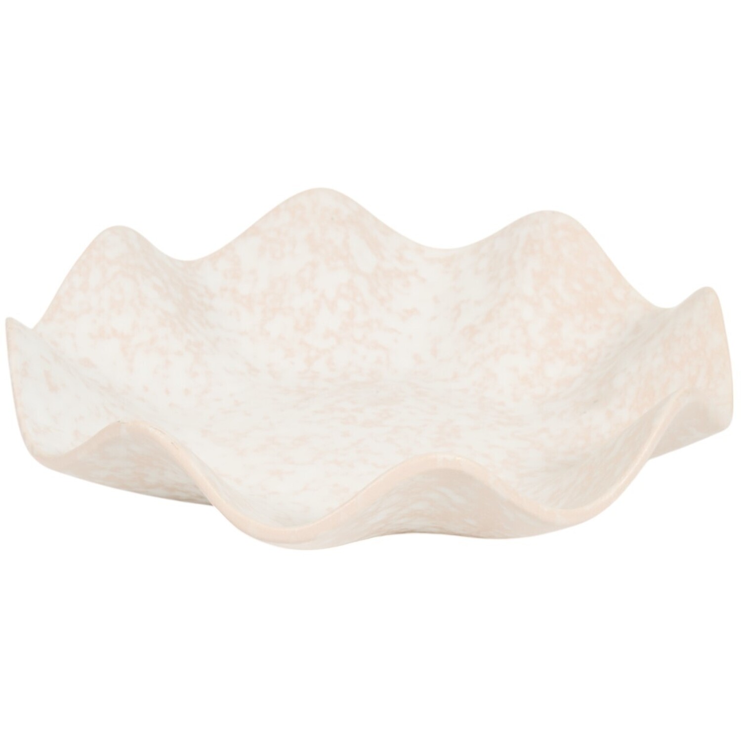 Wavy Edges Cream Flaunts Ceramic Serving Speckled Bowl - Cream
