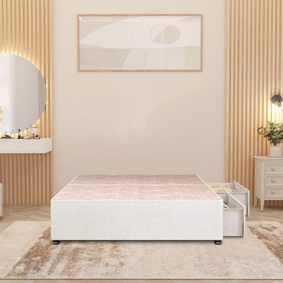 Divan Bed Base Plush Velvet Solid Platform Top with Draw Options
