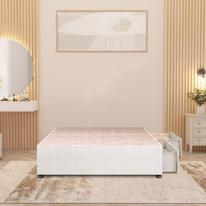 Divan Bed Base Plush Velvet Solid Platform Top with Draw Options