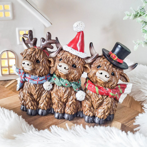 Christmas Highland Cow and Friends Ornament