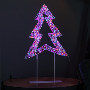Light up White Christmas Tree on Metal Stand with Rainbow LEDs