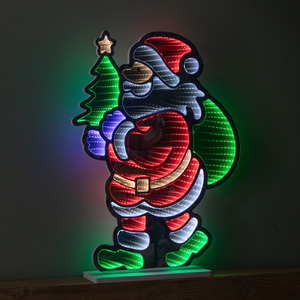 Standing Santa with Tree Christmas Infinity Light