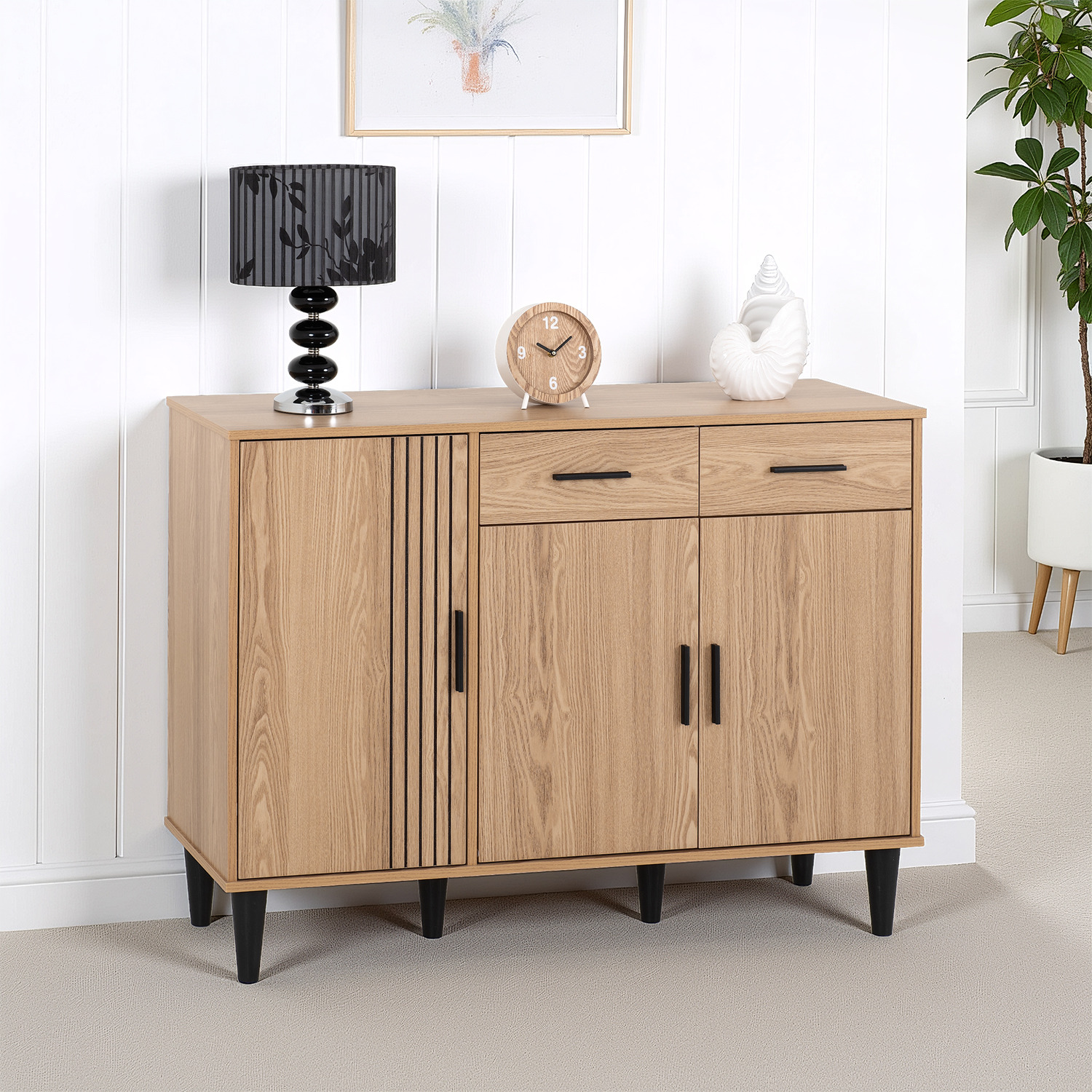 Tessa 3 Door 2 Drawer Sideboard - Natural Oak