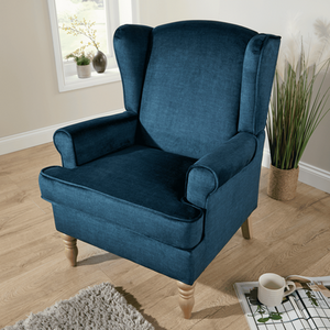 Dark Blue Helena Traditional Accent Armchair High Back Occasional Wing Back Design shot 11253658