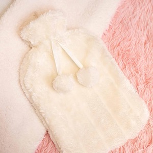 2L Hot Water Bottle with White Fluffy Cover