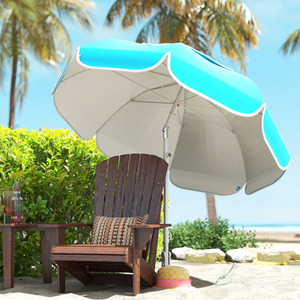 Blue Outsunny Beach Umbrella Portable with Sand Anchor shot 11596229