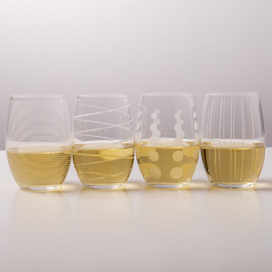 Mikasa 'Cheers' Set of 4 Etched Crystal Stemless Wine Glasses
