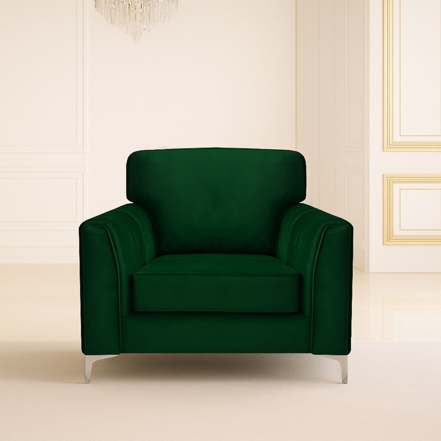 Regency Plush Velvet Sofa Chair - Emerald
