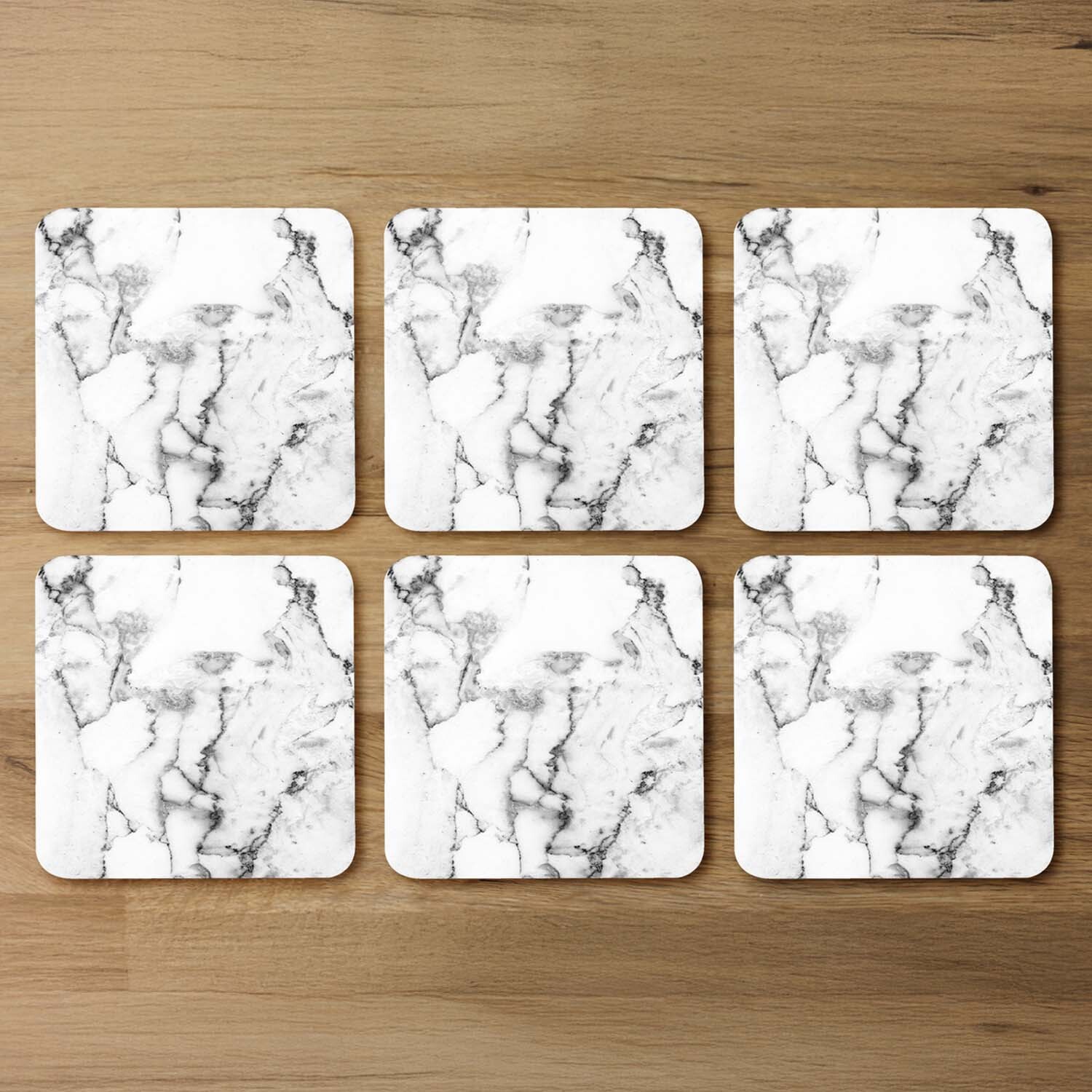 White Marble Texture Coaster - Black