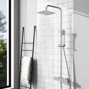 Bathroom Thermostatic Twin Head Mixer Shower Wall-mounted Bar Complete Set