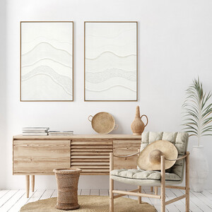 Textured White Abstract Framed Canvas