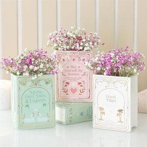 Green Book-Shaped Ceramic Vase for Flowers Decor