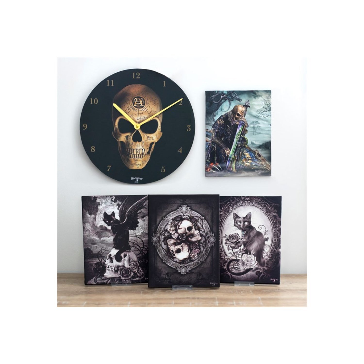 Nine Lives Of Poe Canvas Plaque By Alchemy Gothic 19x25cm - Black