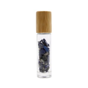 Sodalite Gemstone Essential Oil Roller Bottle with Wooden Cap