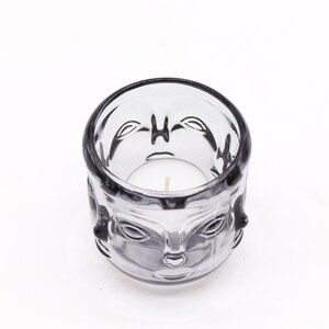 Midnight Grey Buddha Faces Candle Jar Elegant Meditation Decor