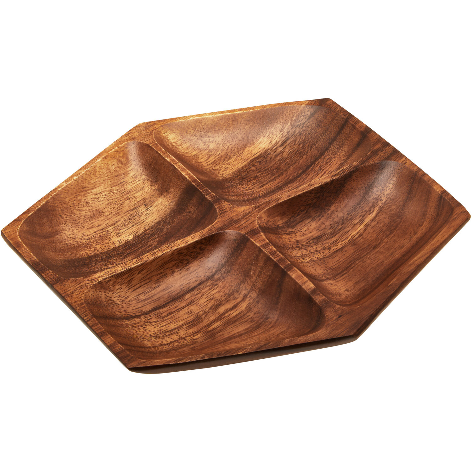 Kora Acacia Large Four Section Serving Dish - Natural