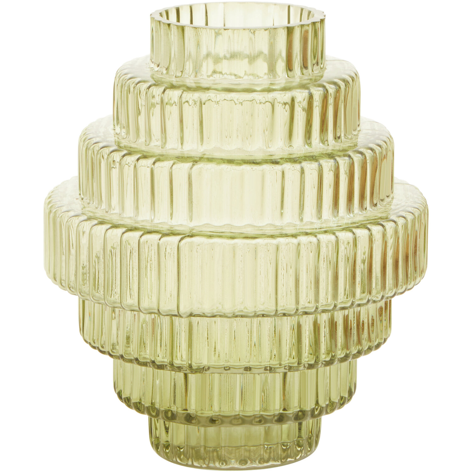 Raya Large Rounded Stripe Vase - Glass 100%