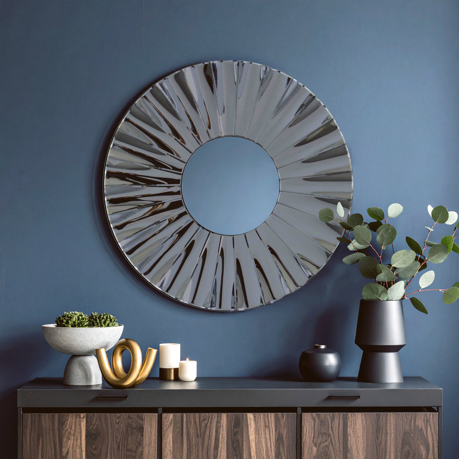 Marcia Gold Octagonal Wall Mirror - Grey