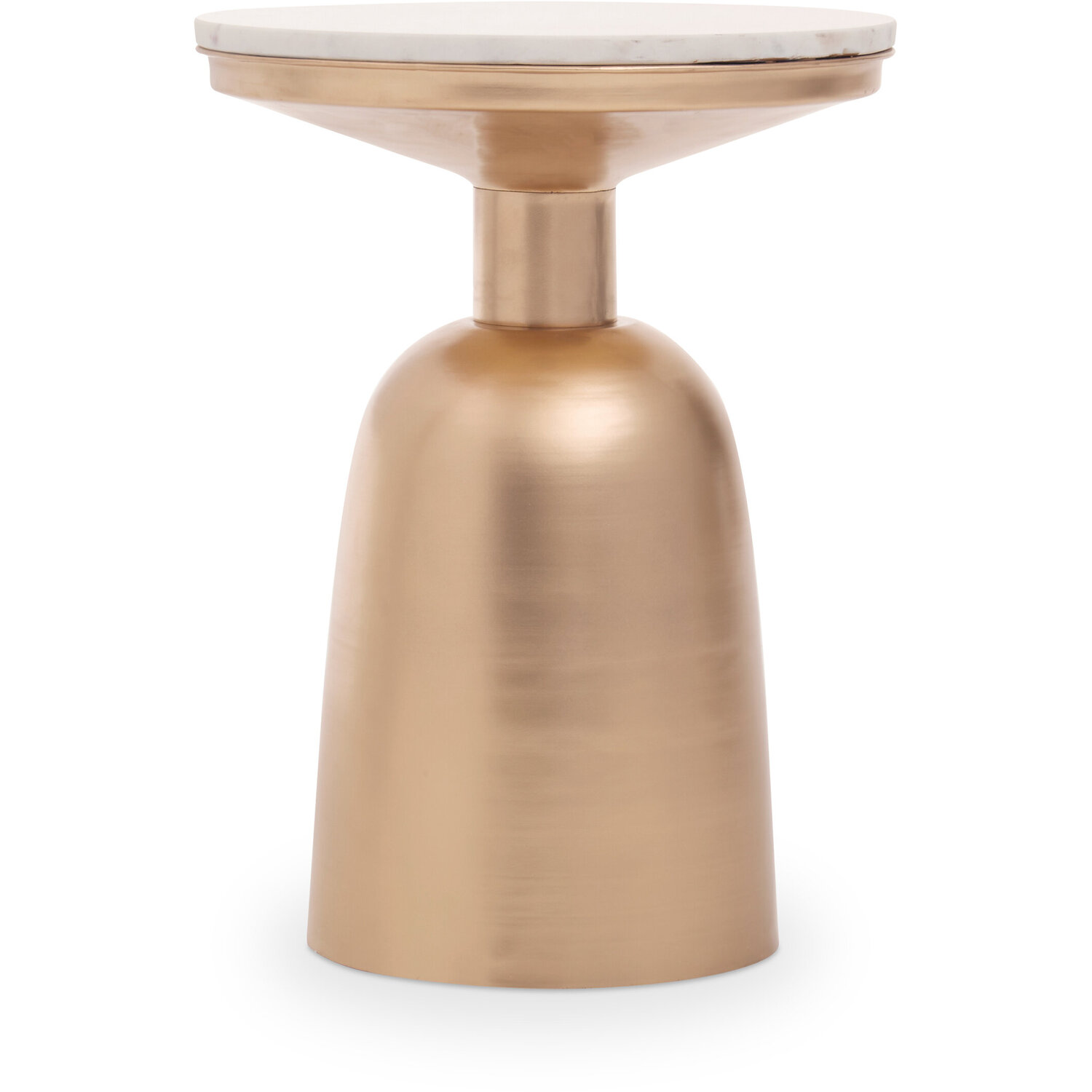 Amira White Marble Top Gold Base Side Table. - Gold