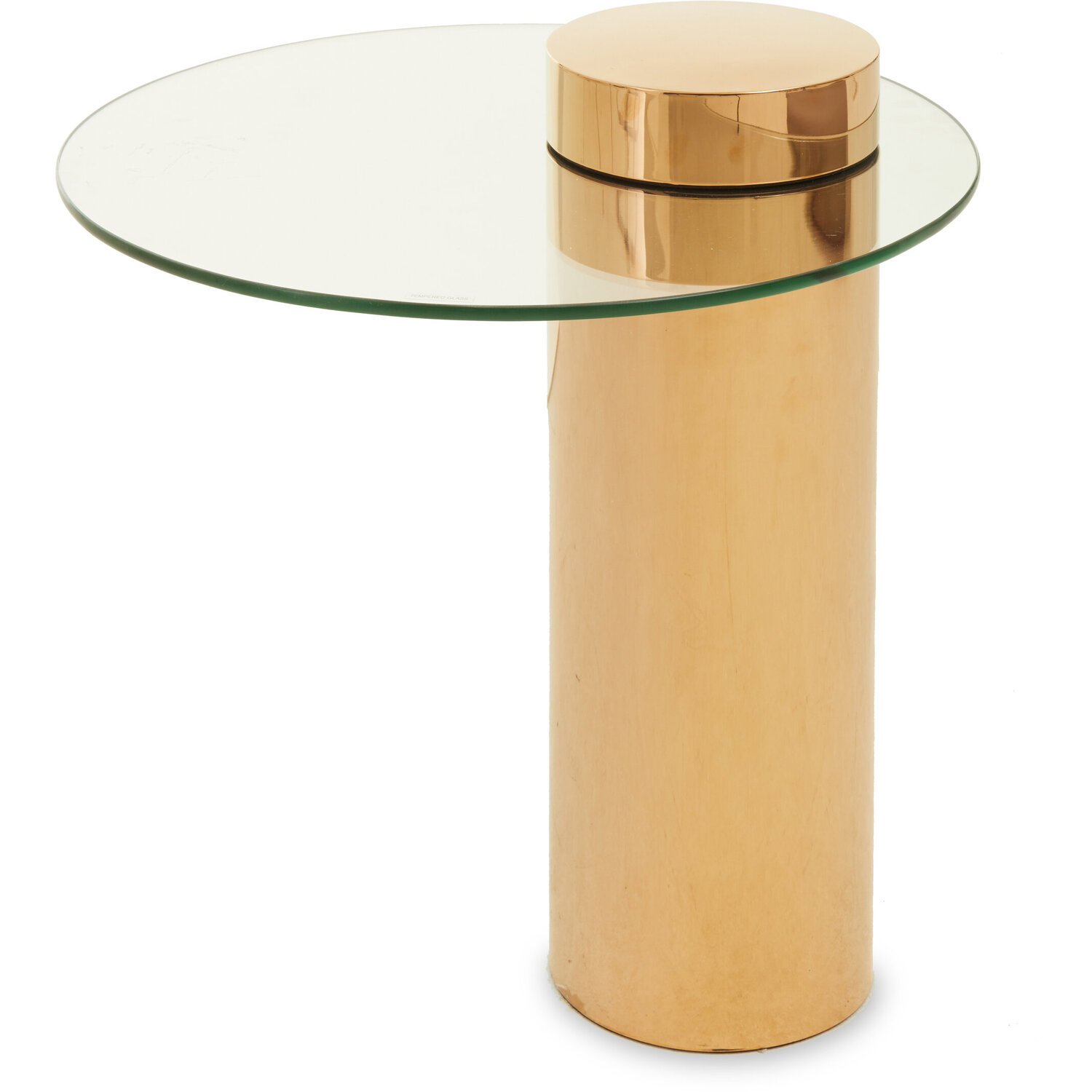 Oria Clear Glass Rose Gold Base Side Table - Gold