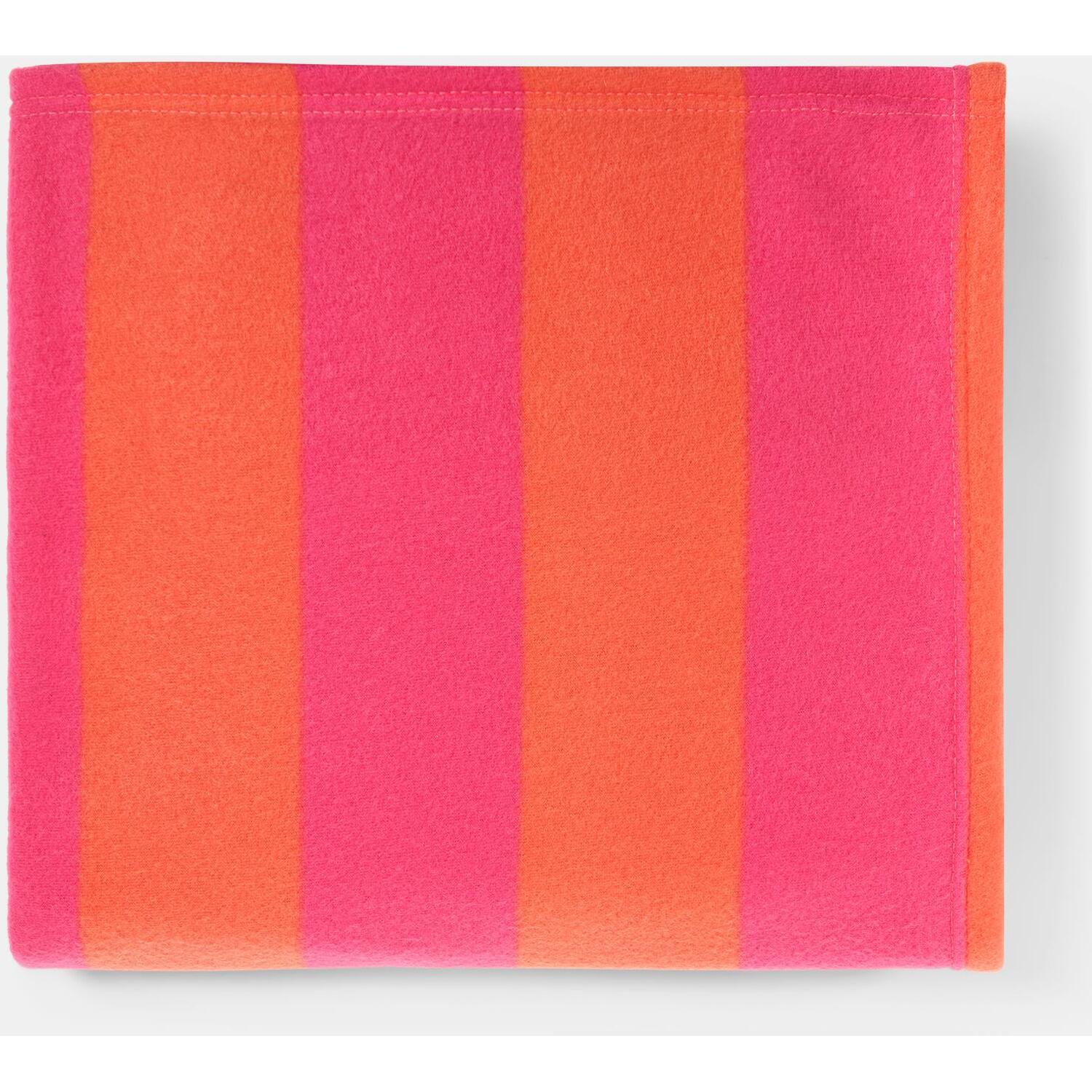 OHS Stripes Print Polar Fleece Throw Blanket Lightweight Bedspread in Bright Pink | Size: 120 cm x 150 cm