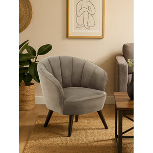 Regents Park Grey Velvet Curved Chair