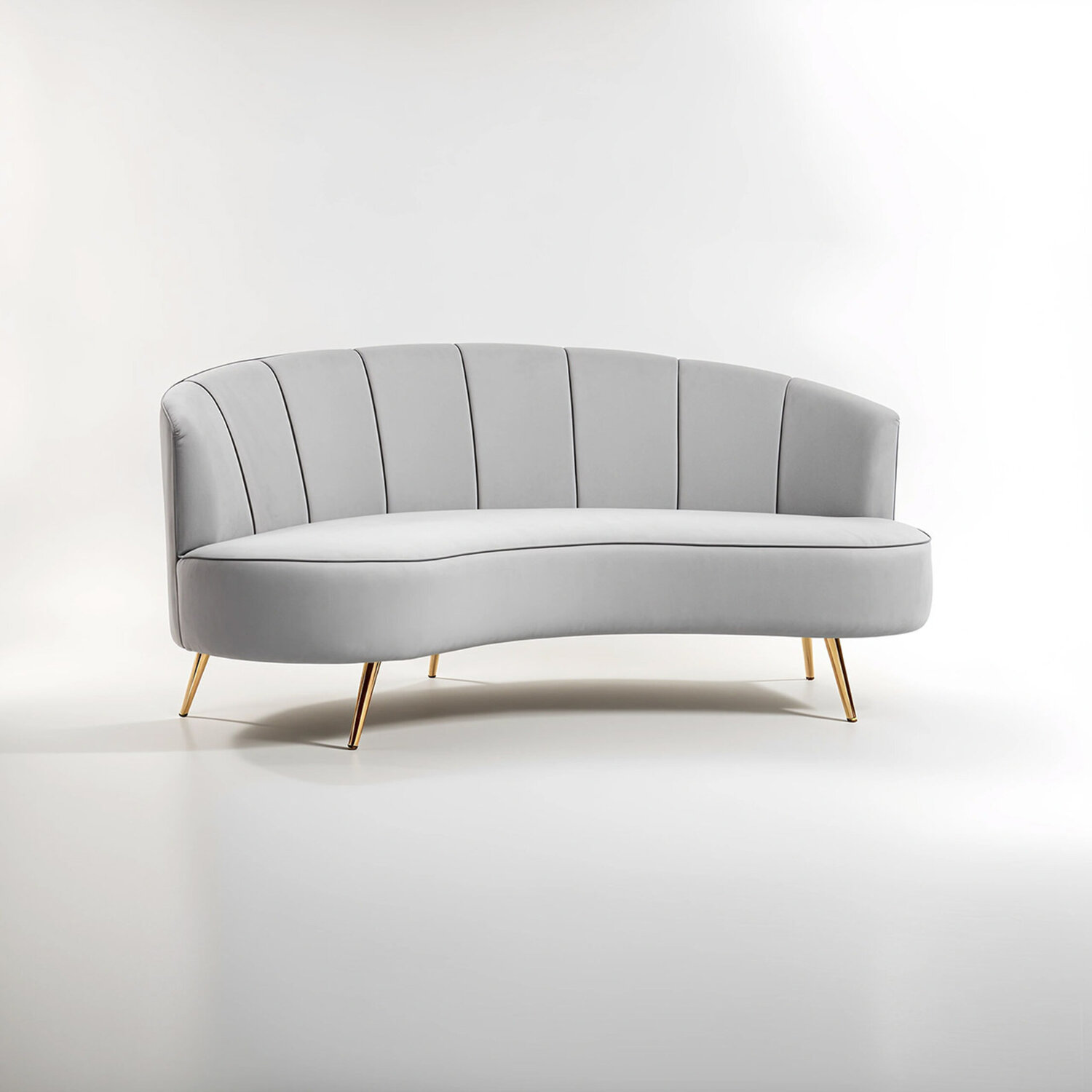 Hasna Three Seat Grey Velvet Sofa - Grey