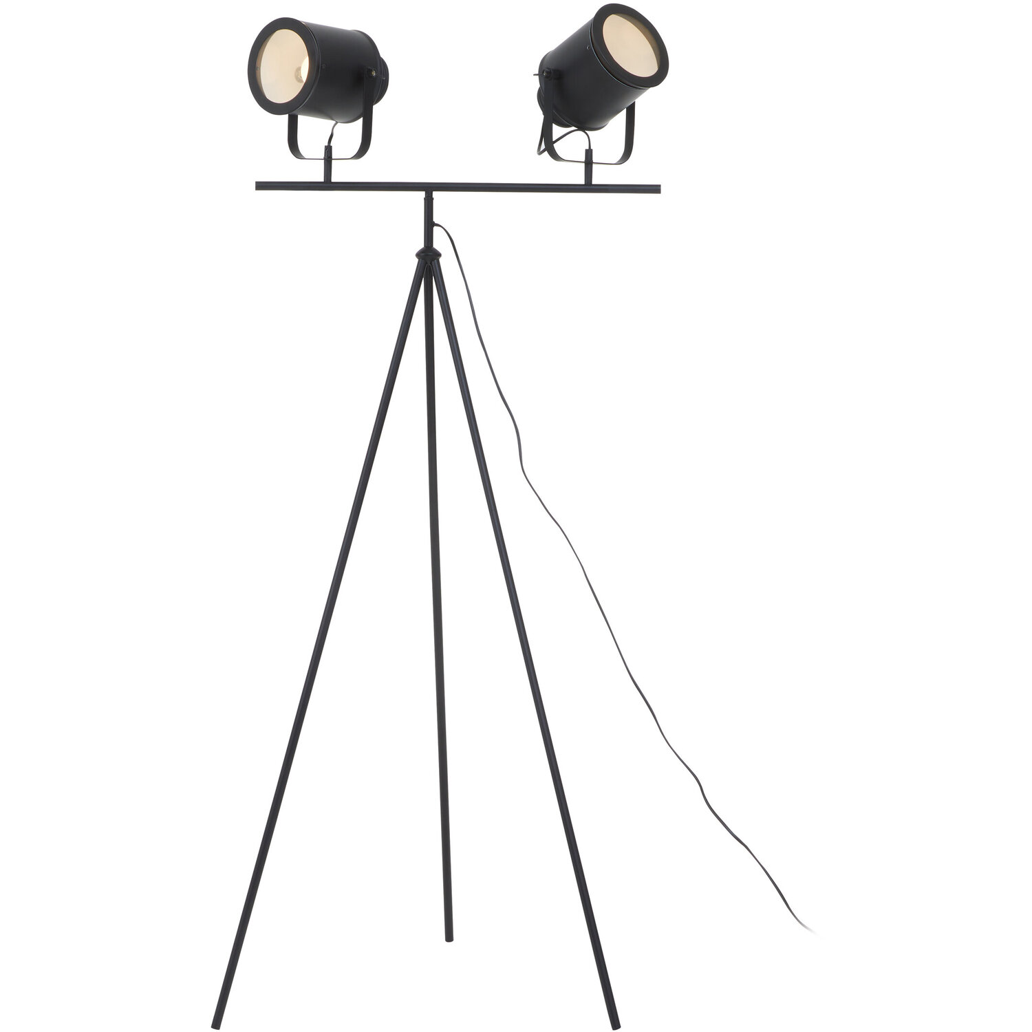 Stockholm Two Spotlight Matte Black Tripod Floor Lamp - Black