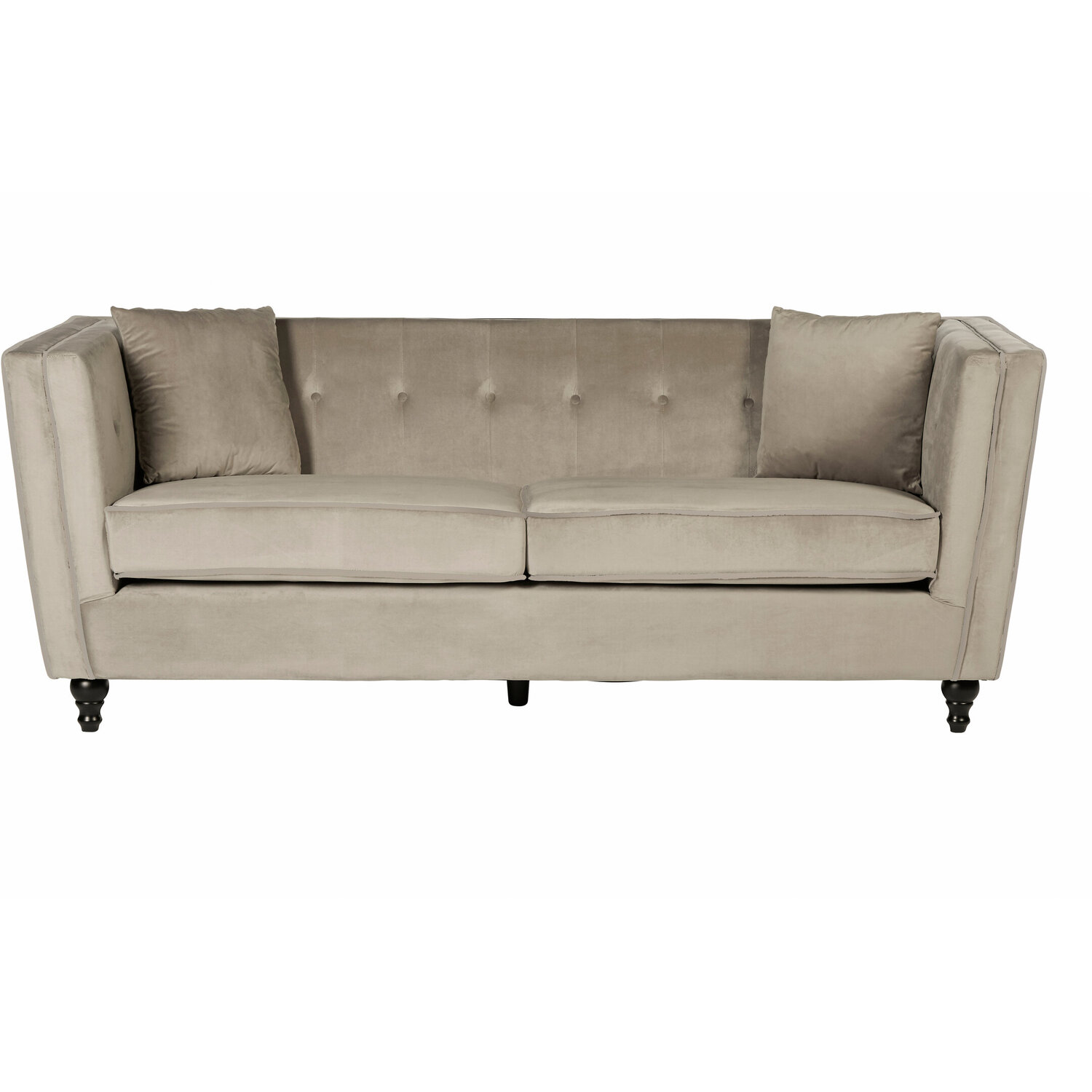 Ferris 3 Seat Mink Velvet Sofa - Natural