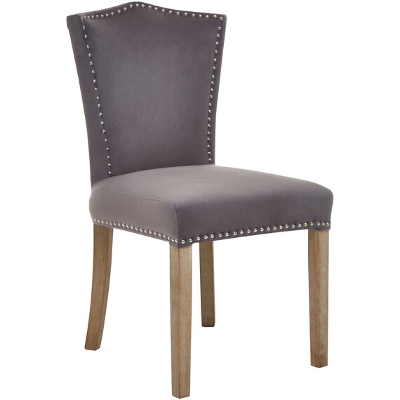 Kensington Townhouse Grey Velvet Dining Chair with Antique Legs
