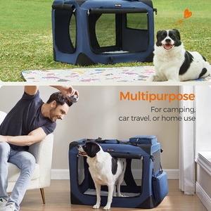 Dark Blue Foldable Pet Carrier