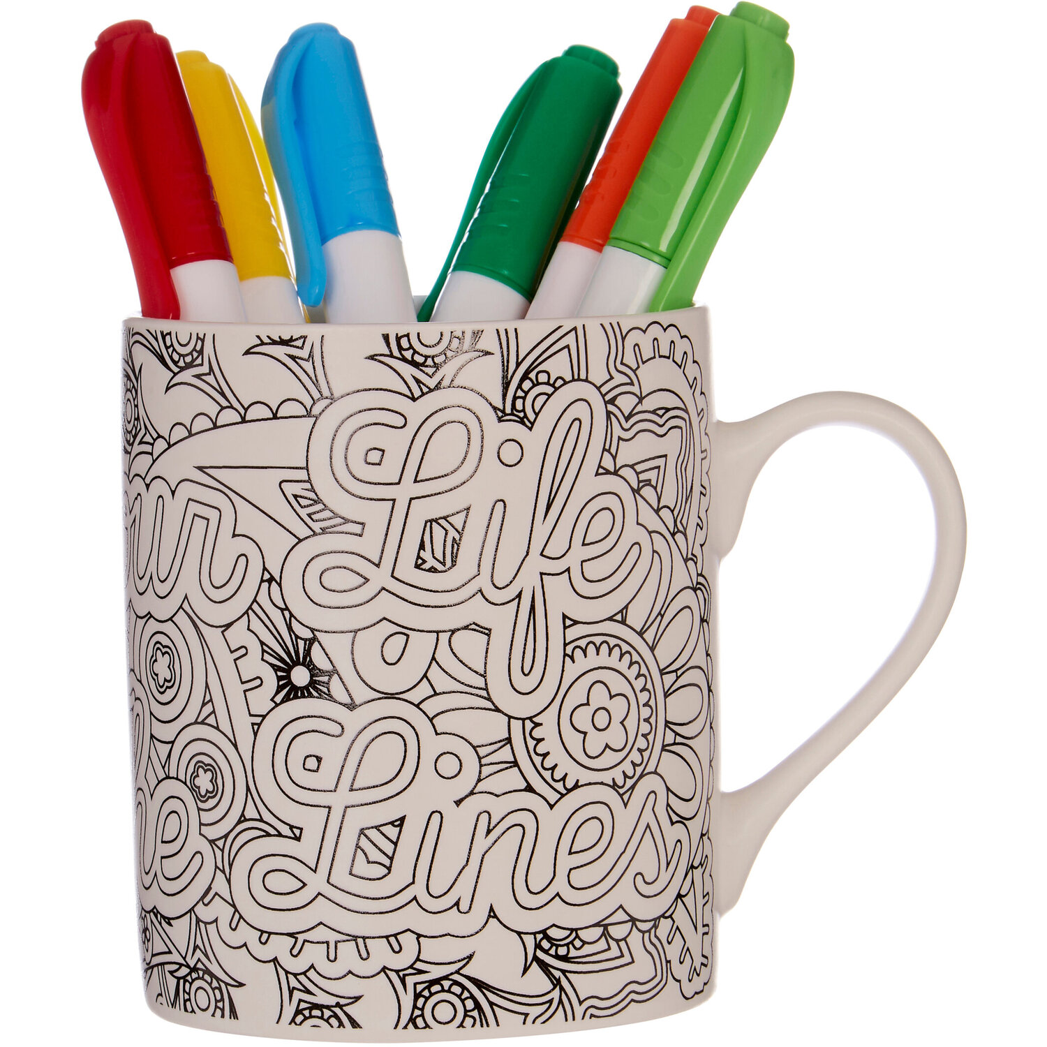 Colour Your Life Outside The Lines Colour In Mugs - White