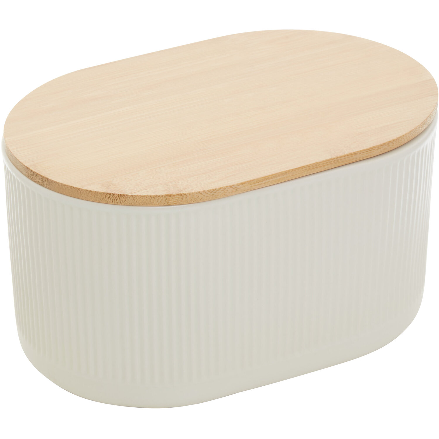 Geome Cream Bread Bin in Stoneware - Cream
