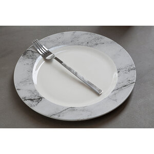Avie 16 Piece White And Grey Marble Design Dinner Set