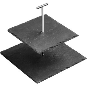 Preto Slate 2 Tier Square Cake Stand