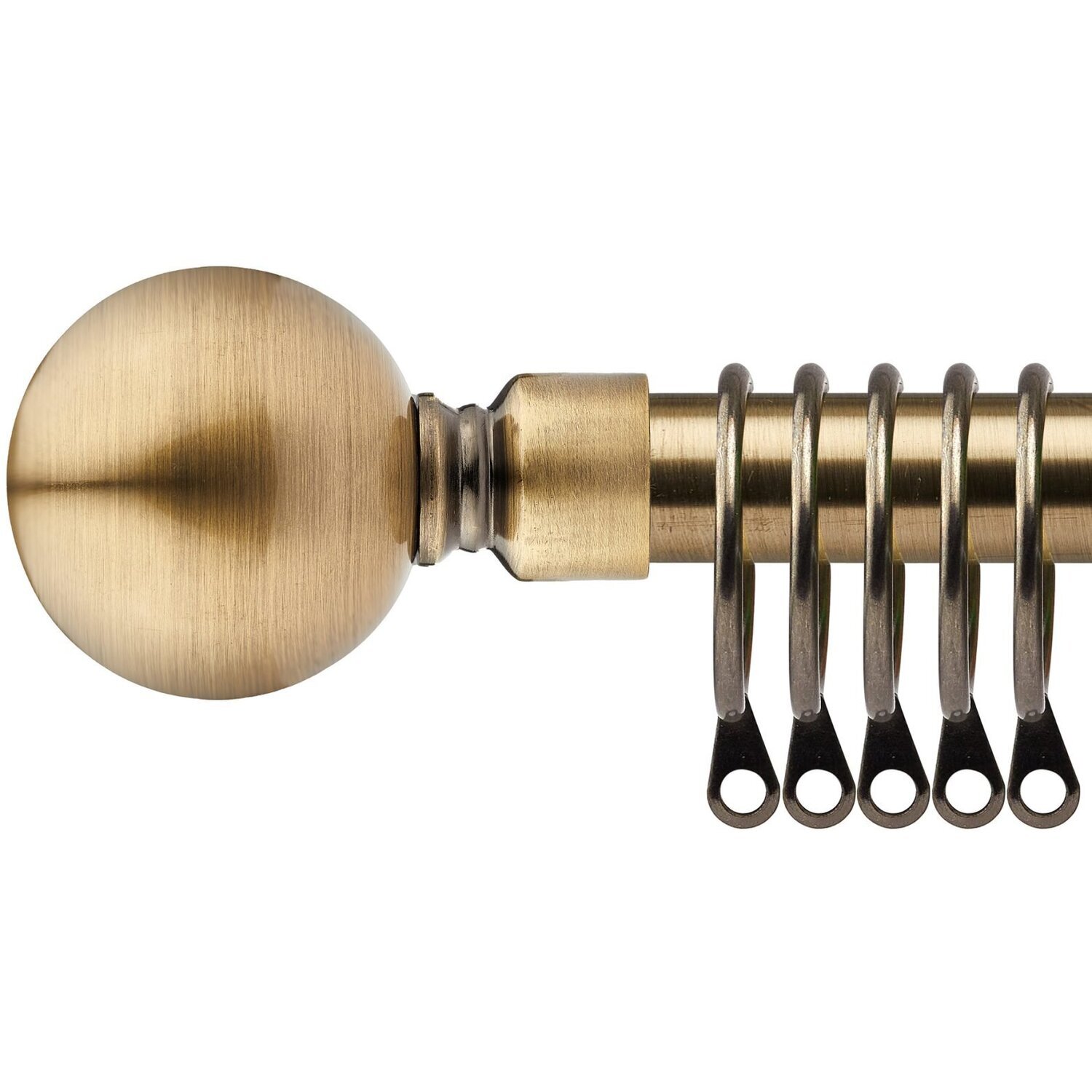 16-19mm Sphere Extendable Durable Metal Curtain Pole Set - Brass / 160cm