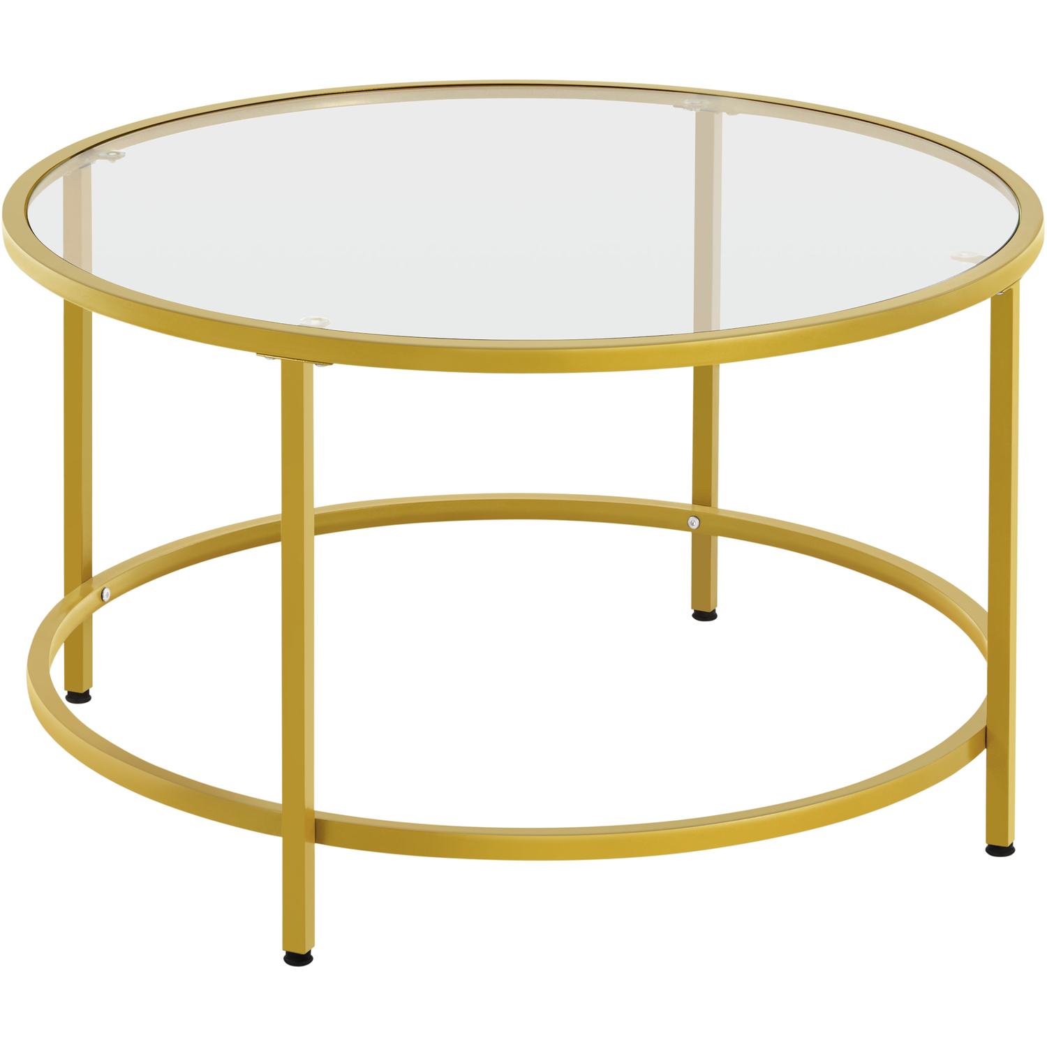 Tempered Glass Round Coffee Table - Mustard Gold