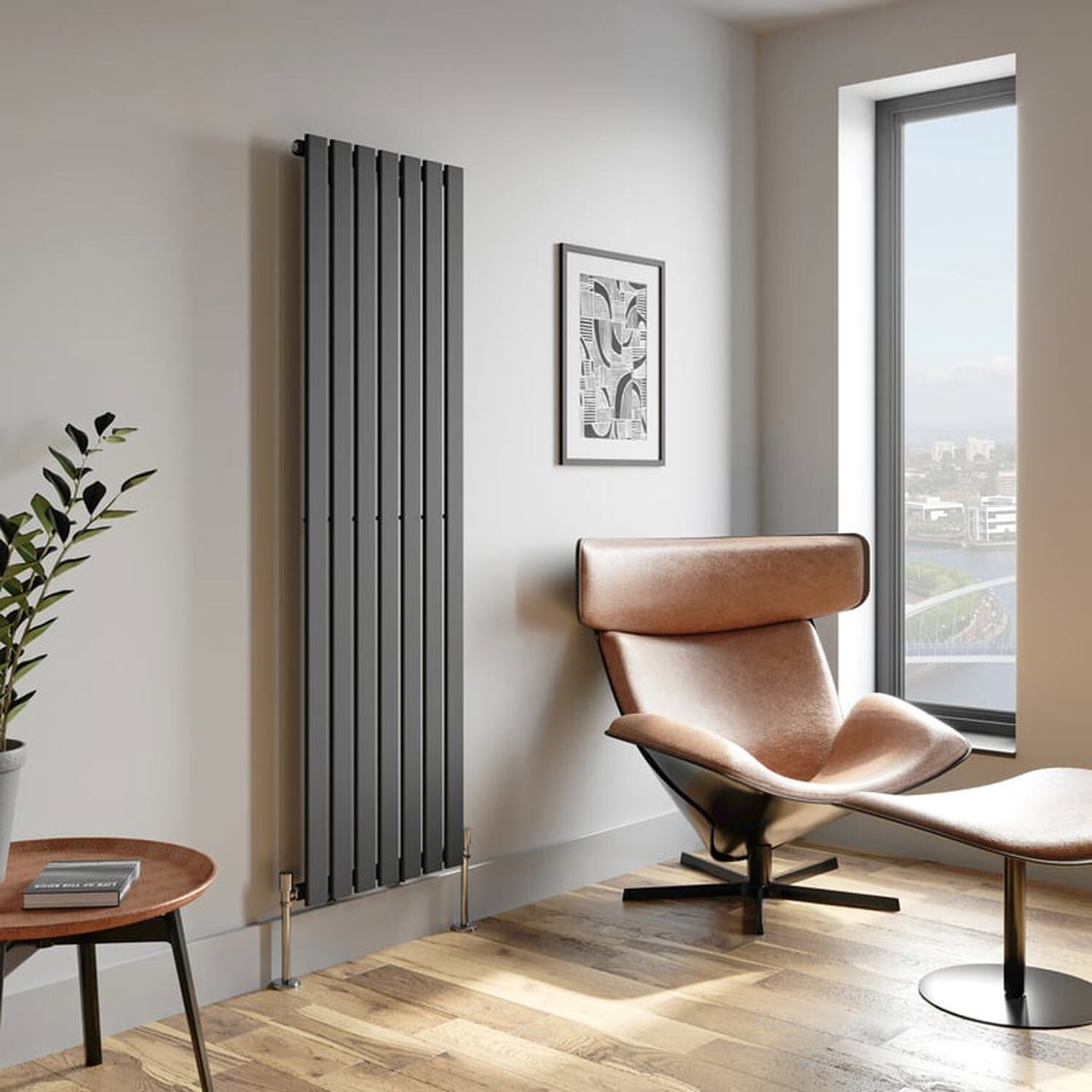Temprazo Horizontal Single Flat Panel Designer Radiator - 600 X 760Mm Anthracite - Grey / 530Mm / 1800Mm