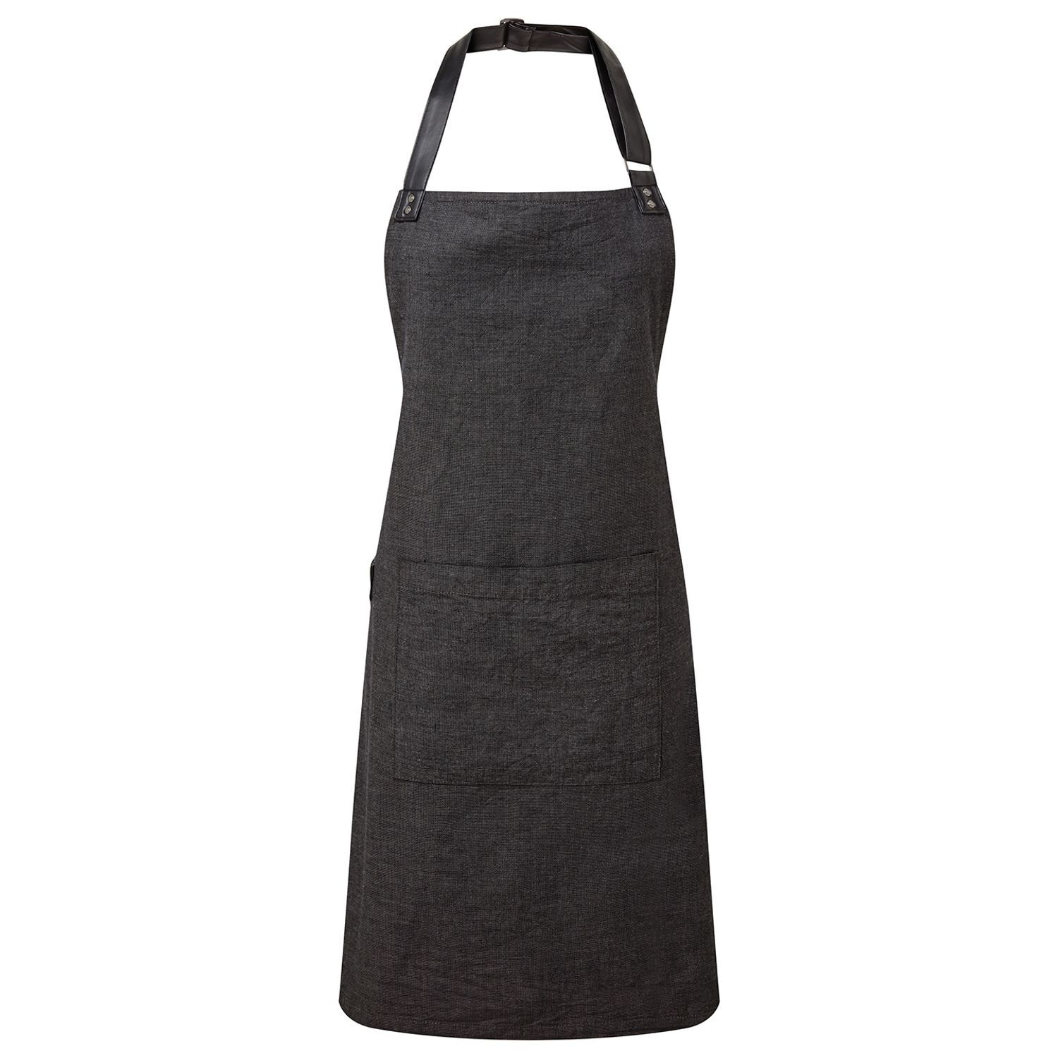 Premier Unisex Adult Annex Oxford Faux Leather Bibbed Full Apron - Black