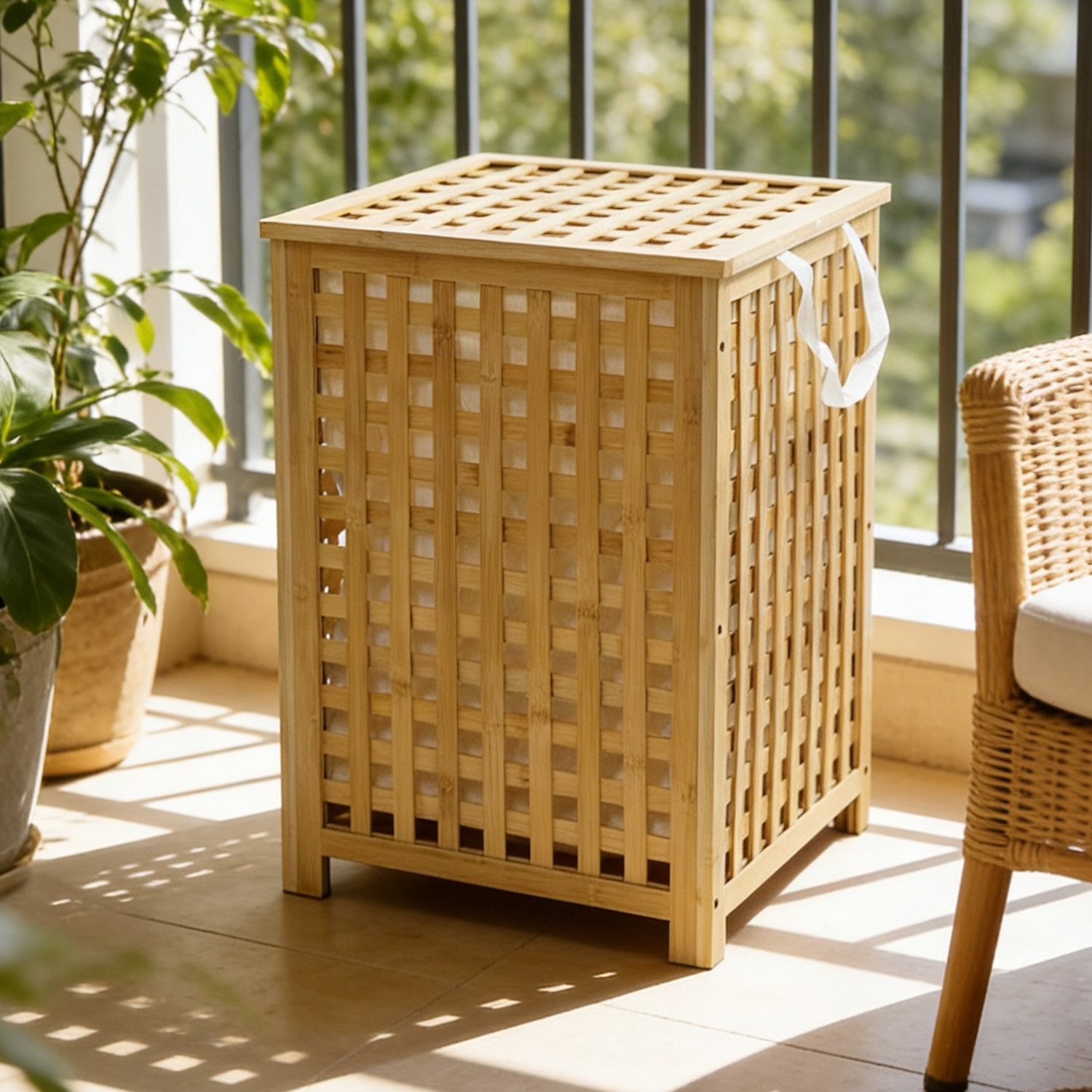 Bamboo Laundry Basket with Lid