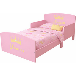 Pink Kids Toddler Bed Frame with Safety Rails, White shot 15823019
