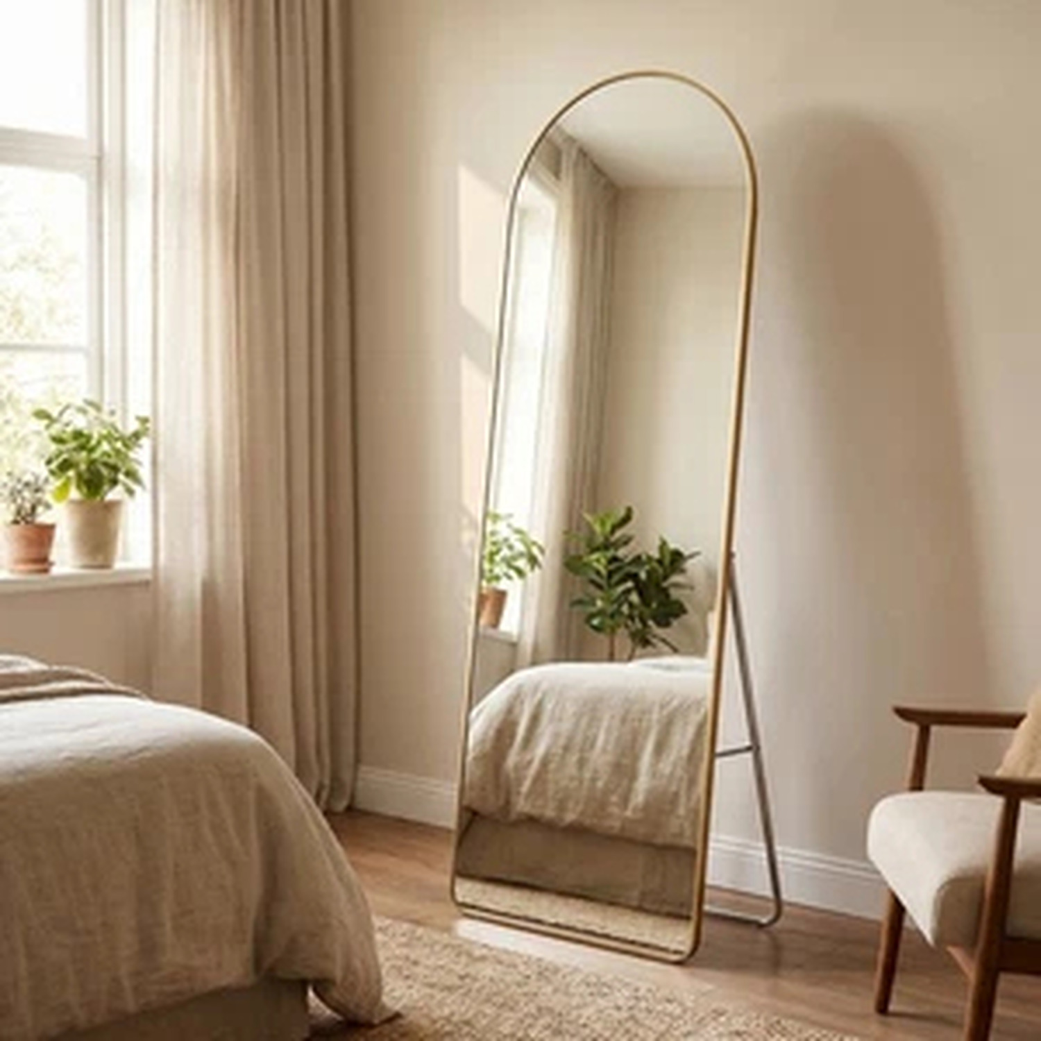 50x160cm Full Length Mirror Free Standing Wall Mounted - Gold
