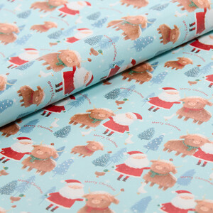 Santa with Highland Cow Gift Wrap